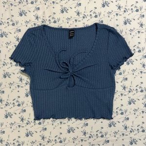waffle knit keyhole crop top
